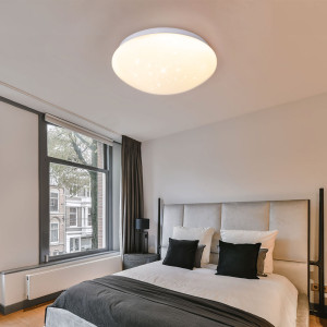 LED Deckenlampe, rund weiß, Sterneneffekt, D 21,5 cm
