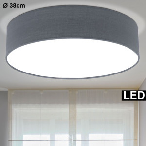 LED Deckenleuchte aus Stoff in grau für den Wohnraum REVILLA
