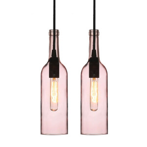 2er Set Design Hängelampen aus pinkem Glas VT-7558