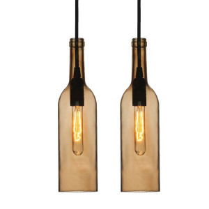2er Set Pendellampen aus Glas im Flaschen Design VT-7558