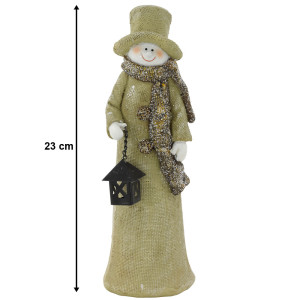 Schneemann, Dekofigur, Keramik, Beige, H 23 cm
