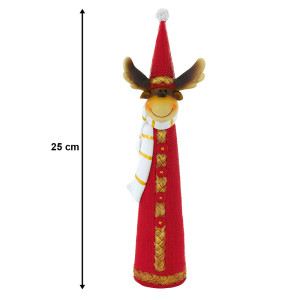 Weihnachts Rentier, Dekofigur, rot-weiß, H 25 cm