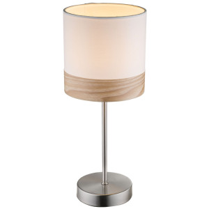 RGB LED Tischleuchte, Holz, Textil, braun, beige, H 35 cm