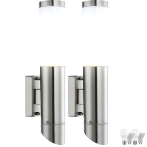 2er Set LED Wandleuchten aus Edelstahl für die Veranda DACIA