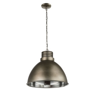 Hängeleuchte, nickel-matt, antik Design, Kette, H 150 cm