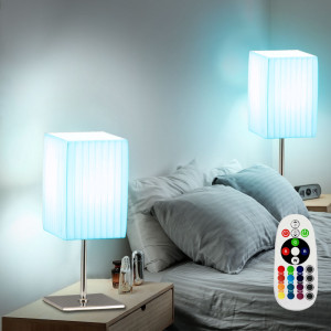 2er Set RGB LED Tischleuchten mit Fernbedienung BAILEY