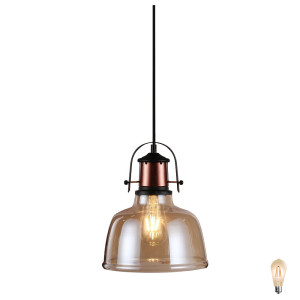 Retro LED Pendelleuchte aus ALU und Glas Industrie Design VT-7422