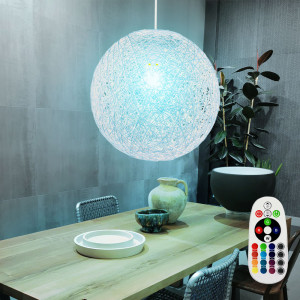 RGB LED Pendelleuchte für den Wohnraum in beige COROPUNA