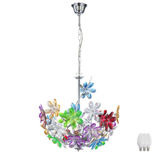Design LED Pendelleuchte im floralen Design RAINBOW