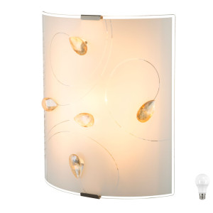 LED Wandleuchte aus Glas mit Kristallen Amber Farben TAVEUNI