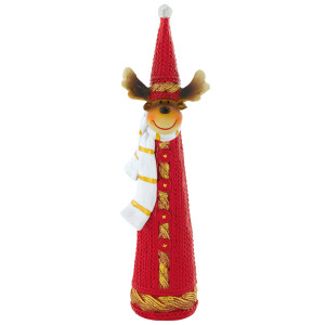 Weihnachts Rentier, Dekofigur, rot-weiß, H 18 cm