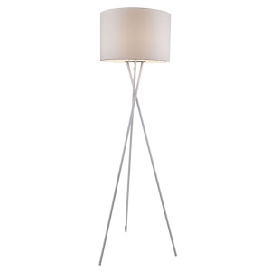 LED Stehleuchte, Metall weiß, Textil weiß, H 160 cm
