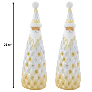 2er Set Design Weihnachtsmann mit Bommel Mütze aus Keramik