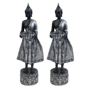 2er Set Buddha Figur Kerzenständer für Ihre Innenraum Deko
