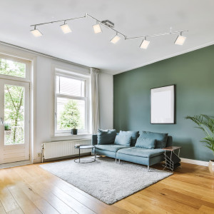 LED Deckenleuchte, Chrom, Nickel, Spots beweglich, 6-flammig