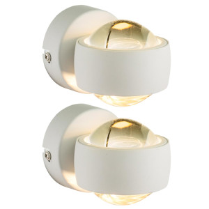 2er Set LED Wandleuchte aus weißem Metall RANDI