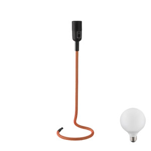 LED Retro Textil Tischlampe in orange für den Wohnraum CABLE