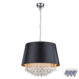 RGB LED Textil Hängelampe mit klaren Kristallen LORELEY