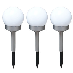 3x LED Solar Stecklampen Kugelform, Durchmesser 10 cm, SOLAR
