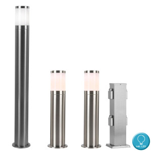 4er Set LED Stehleuchten und Steckdosenpfosen XELOO