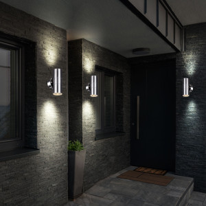 3er Set LED UP DOWN Wandlampen aus Edelstahl und Glas