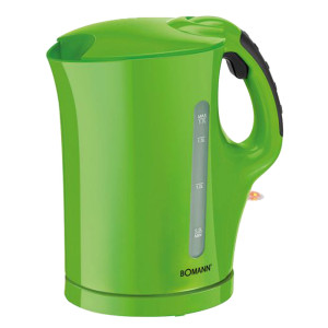 Wasserkocher in grün mit herausnehmbarem Kalkfilter