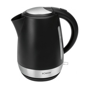 Wasserkocher in schwarz mit Edelstahleinlage