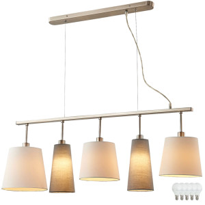 LED Textil Pendellampe in grau weiß für den Wohnraum  LIMA