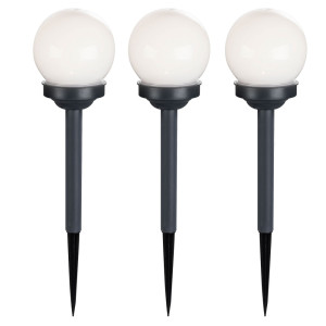 3er Set LED Solarleuchten im Kugel Design für Ihren Garten