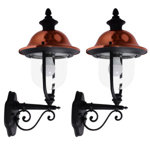 2er Set LED Wandleuchten, schwarz, kupfer, H 52,5 cm