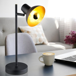 LED Tischleuchte aus Metall in schwarz-gold LOTTE