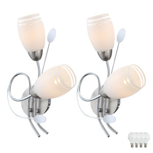 2x LED Wandleuchten mit satiniertem Glas Strahler BOSPORUS