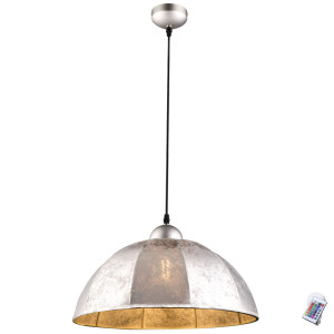 RGB LED Stoff Hängelampe in silber PREZIOSA