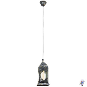 RGB LED Laternen Hängelampe mit Glas in silber VINTAGE