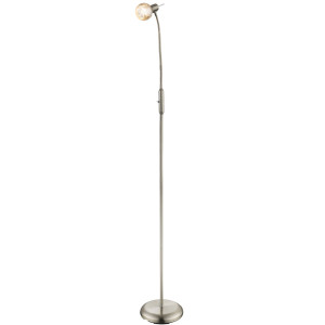 Stehleuchte, Flexo, Glas, Kugel, silber-metallic, H 154 cm