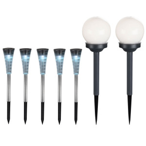 7er Set RGB LED Solarleuchten aus Edelstahl