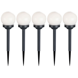 5x LED Solar Kugellampen mit Erdspieß, Durchmesser 10 cm