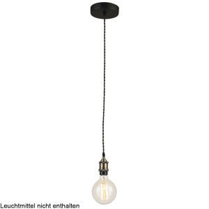 Hängeleuchte, schwarz, antik braun, H 120 cm VINTAGE