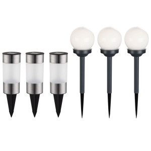 6er Set LED Solar Steckleuchten aus Edelstahl und Kunststoff