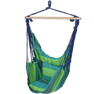 Hängesessel mit 2 Kissen, blau, grün