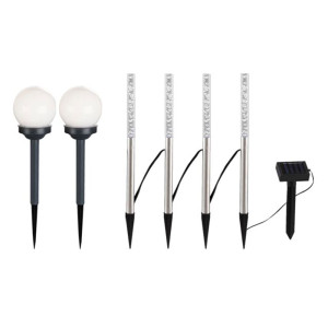 6er Set LED Solar Steckleuchten in Edelstahl