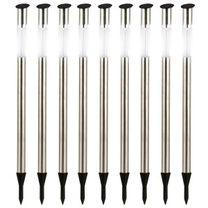 9er Set LED Edelstahl Solar Steckleuchten