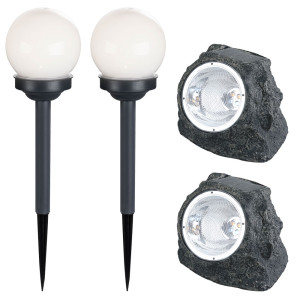 4er Set LED Solarleuchten in verschiedenen Designs