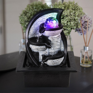 RGB LED Tischbrunnen mit Farbwechsel, Höhe 25,5 cm, ALBERT