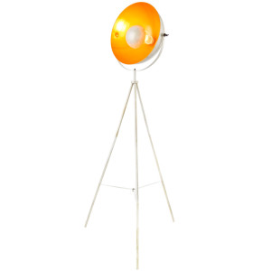 Stehlampe, Scheinwerfer Design, weiß-gold, Höhe 160 cm SANDRA