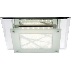 LED Deckenlampe mit Kristallen, Glas satiniert ANDREAS
