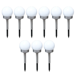 9x LED Solar Stecklampen Kugelform, Durchmesser 10 cm, SOLAR