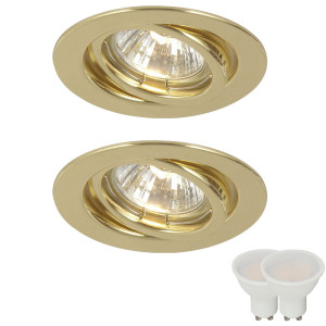 2x LED Einbaustrahler aus Messing mit beweglichem Spot