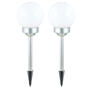 2x LED Solar Steckleuchten, Kugel Durchmesser 15 cm