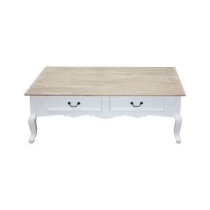 Couchtisch Couchtisch, MDF, weiß lackiert mit 2 Laden, MDF weiß